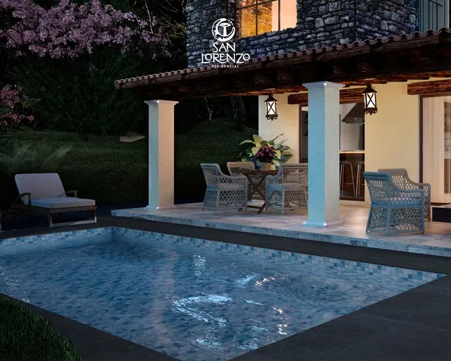 Render de la casa club con alberca