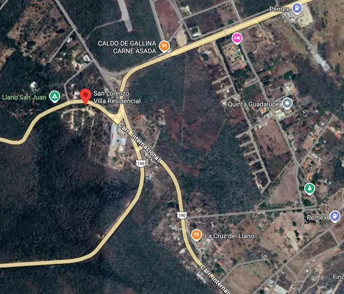 Mapa de ubicación de San Lorenzo sobre la Carretera Internacional 190